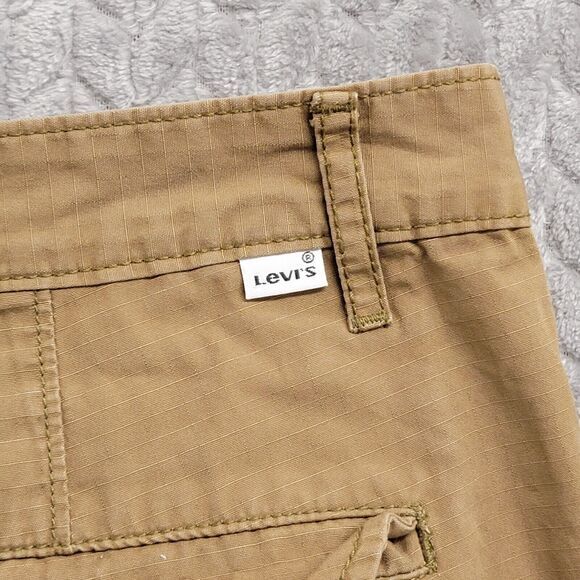 Levi's Cargo Shorts Mens Size 38 Brown Tan Cotton Ripstop Pockets White Tab Logo - Picture 8 of 9